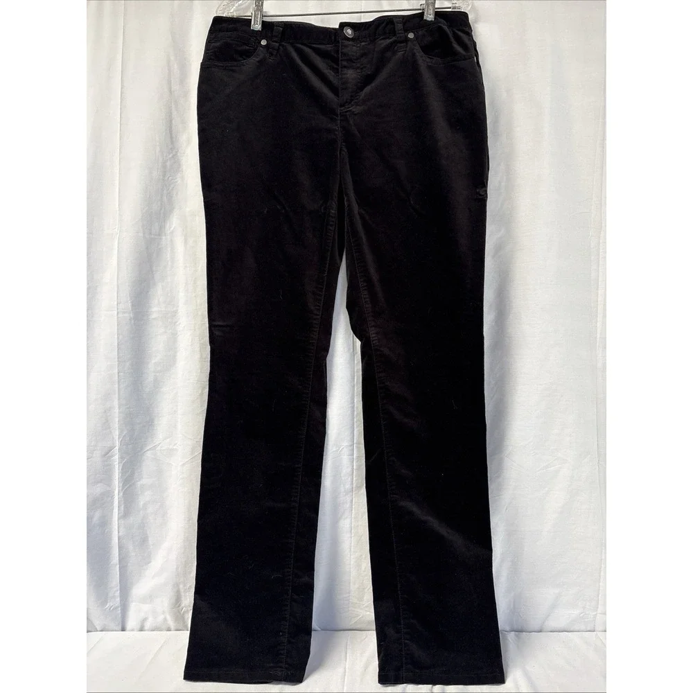 VTG Christopher & Banks Women’s Pants Size 10 Black Velvet Feel 5 Pockets 34x31